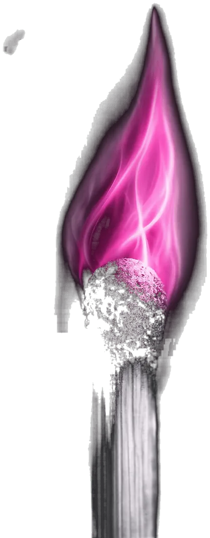 Match igniting with a pink flame