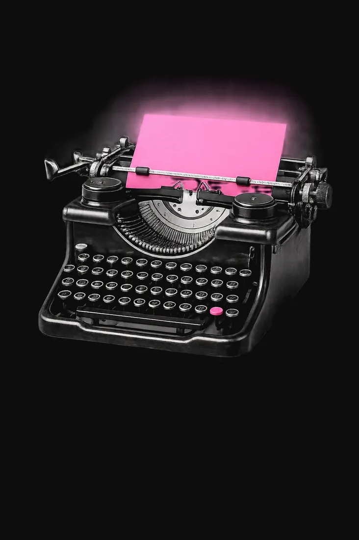 Vintage typewriter with pink paper